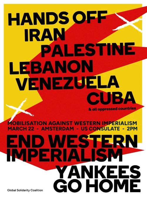Demonstratie Hands off Iran, Palestine, Lebanon, Venezuela, Cuba, etc